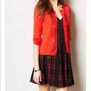 Anthropologie HWR Monogram Embroidered Sunburst Cardigan M